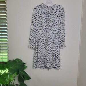 Tailored Rebecca Taylor Floral Print Silk Blend Tie Neck Long‎ Sleeve Dress 6